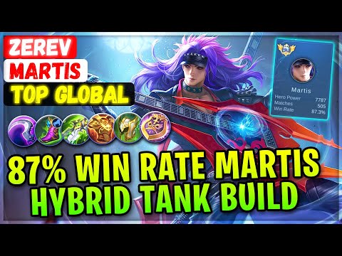 87% Win Rate Martis Hybrid Tank Build [ Top Global Martis ] Zerev - Mobile Legends Emblem And Build