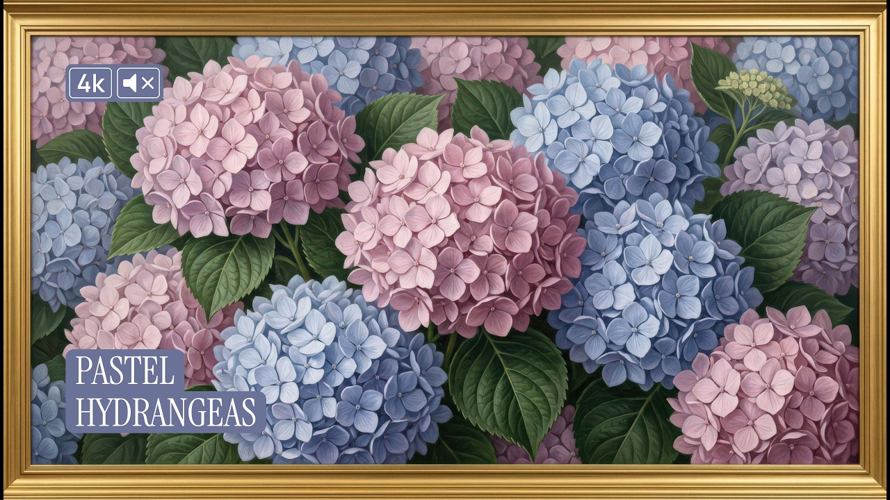Pastel Hydrangeas | 4K Frame TV Art | 1 5H | Spring Decor