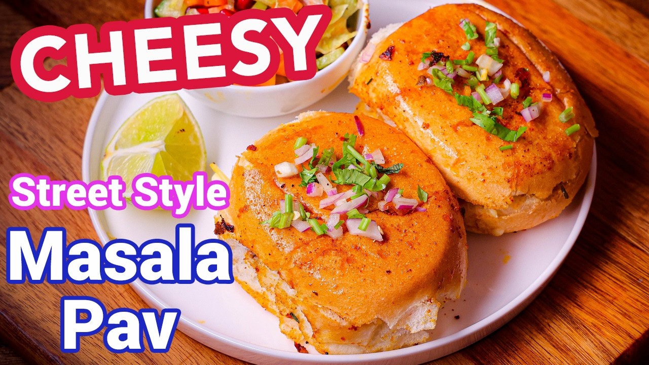 Cheesy Masala Pav Recipe - Quick Street Food at Home | Pav Bhaji Masala Stuffed Pav