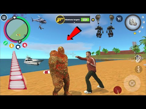 Rope Hero Vice Town (stone giants vs street boy) stoneman throw ambulance van on policeman - HD