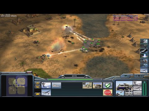 USA Laser $10k - Free For All - Command & Conquer Generals Zero Hour - 1 vs 3 HARD Gameplay