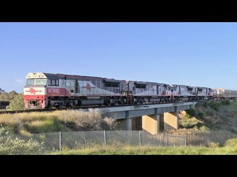 Four "SCT class" locomotives speed through Little River (26/10/2009) - Australian Trains & Railways