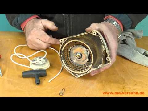 Repairing the starter cord on a Stihl 024 / 026 / MS260
