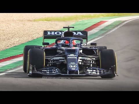 Scuderia AlphaTauri Filming Day 2021: AT02 & Toro Rosso STR14 in action at Imola Circuit