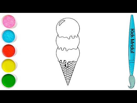 How To Draw cute A ICE CREAM EASY Drawing, Painting & Coloring For Kids and Toddlers_🌈🎨