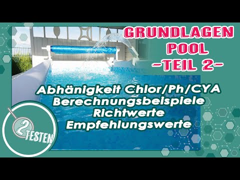 Pool Grundlagen - Teil 2 von 3 | Abhängigkeit Chlor/ pH/ CYA, Empfehlungswerte | 2testen deutsch