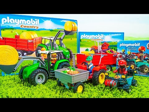 Playmobil Country Tractors 6130 6131 and Motorbike 6879 Toy Unboxing