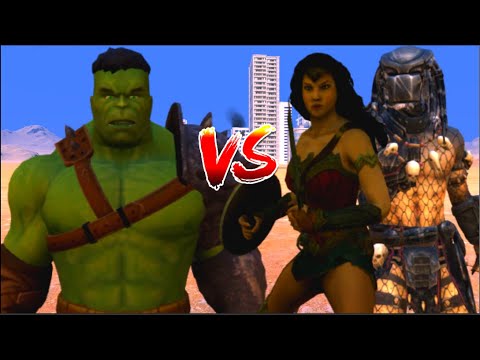 100 Hulk vs 1000 Wonder Woman and 1000 Predator (Marvel vs Dc)