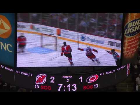 Chad LaRose game tying goal Hurricanes vs Devils October 10, 2011