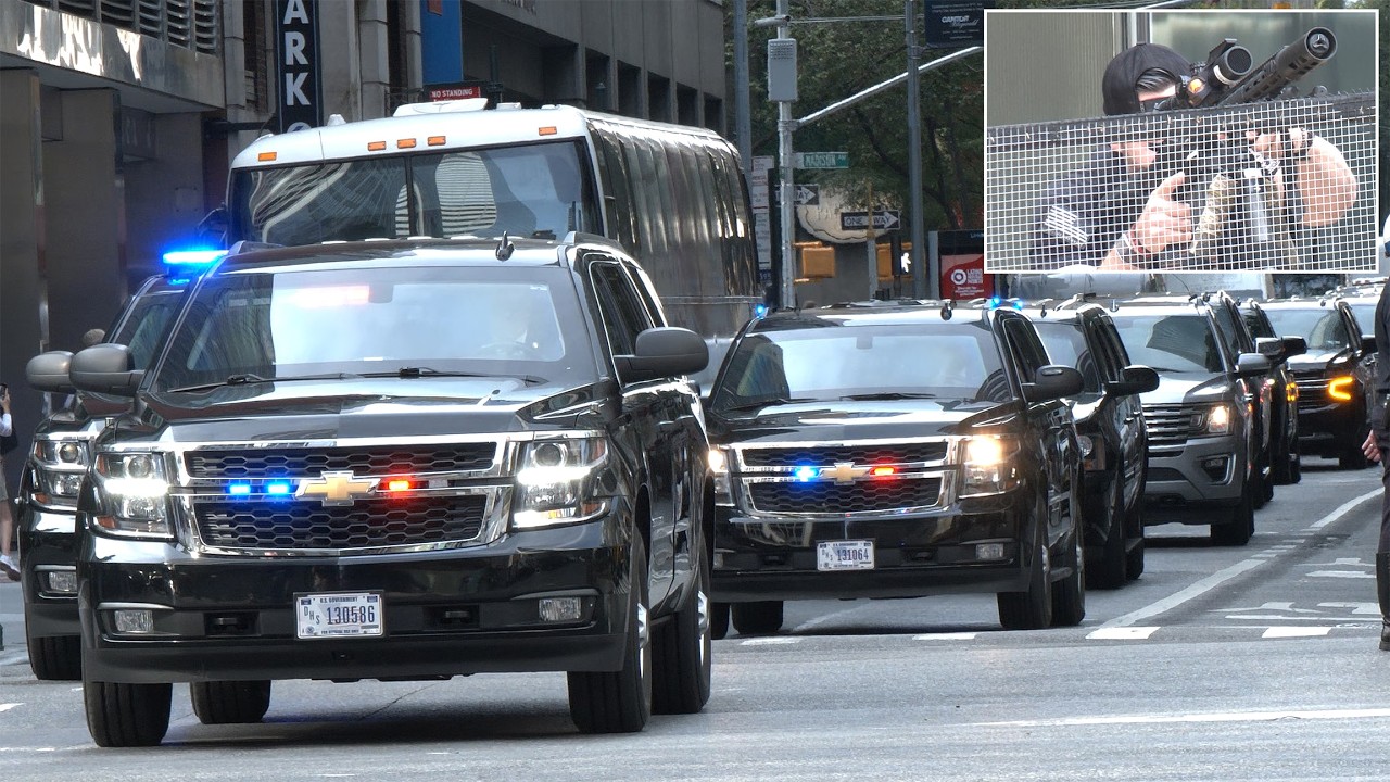 Sniper teams cover Donald Trump as he motorcades through New York after assassination attempt