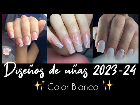 DISEÑOS DE UÑAS COLOR BLANCO 🤍#diseñosdeuñas #uñasdecoradas #desingnails #nailpolish #nailart