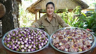 Yummy chicken gizzard and baby eggplant cooking - Amazing cooking video