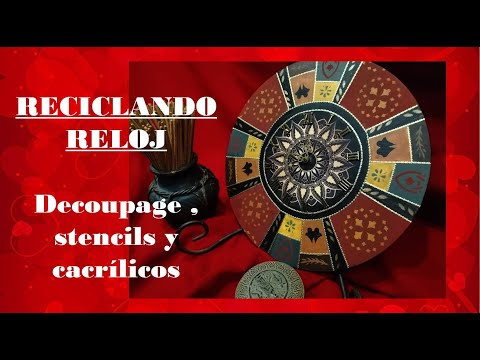 Reloj Étnico Decorado con Decoupage y Stencil