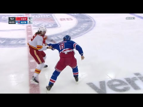 Rough stuff from the Calgary Flames vs New York Rangers game