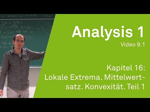 Analysis 1 WS 20/21 Video 9.1 - Kapitel 16: Lokale Extrema. Mittelwertsatz. Konvexität. Teil 1