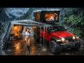 ️HEAVY RAIN CAMPING IN A ROOFTOP TRUCK CAMPER