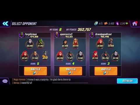 Marvel Strike Force Crushing 492K team in arena without Black Bolt