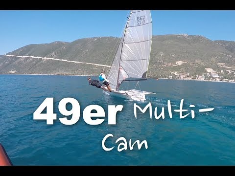 49er onboard multi cam live commentary - light wind.