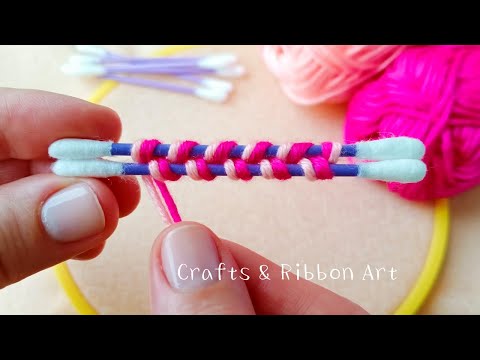 It's so Beautiful !! Amazing 3D Woolen Rose Making Trick Using Cotton Buds - DIY Woolen Flowers