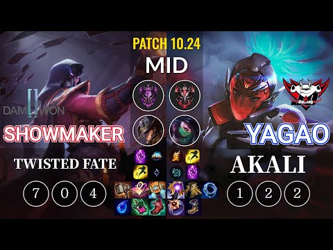 DWG Showmaker Twisted Fate vs JDG Yagao Akali Mid - KR Patch 10.24