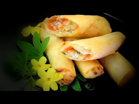 Chinese Vegetable Spring Rolls (Chinese Style Cooking Recipe) Video