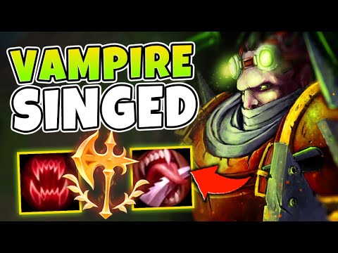 VAMPIRE SINGED CAN HEAL FOR INSANE NUMBERS! RUN AROUND AND NEVER DIE - League of Legends