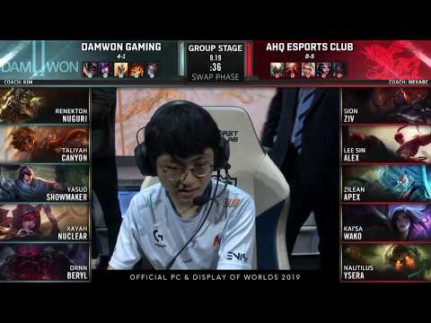 DWG Canyon Taliyah VS AHQ Alex Lee Sin Highlights   2019 Worlds Group Stage D8