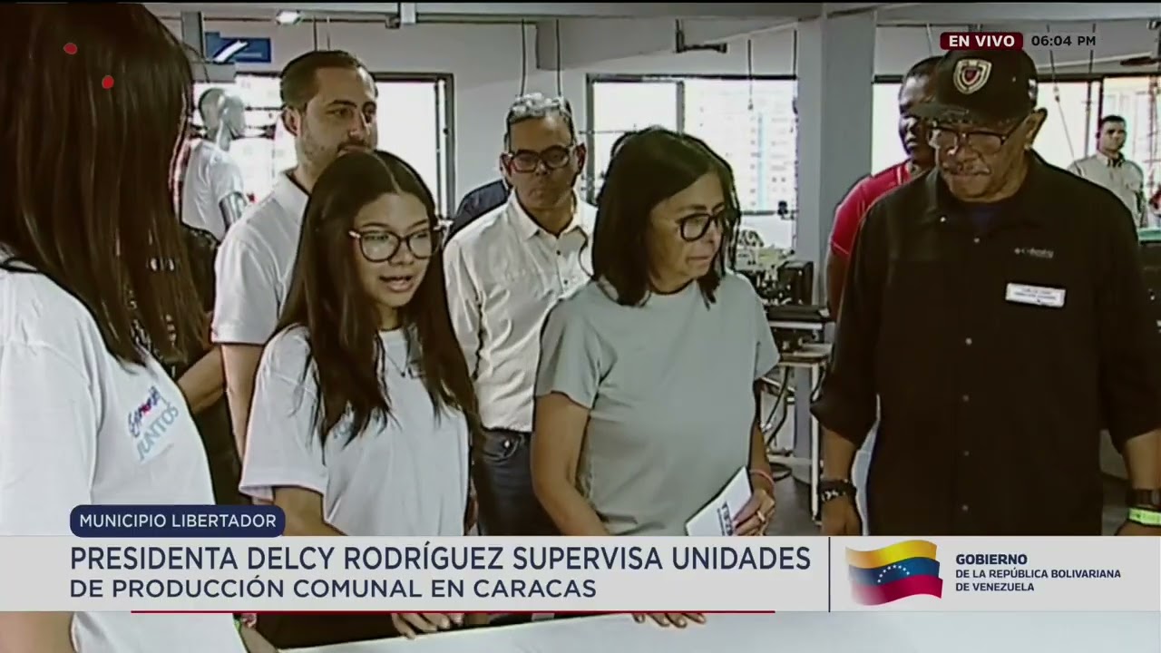 Delcy Rodríguez supervisa unidades de producción comunal en Sarría, Caracas, 22 agosto 2026