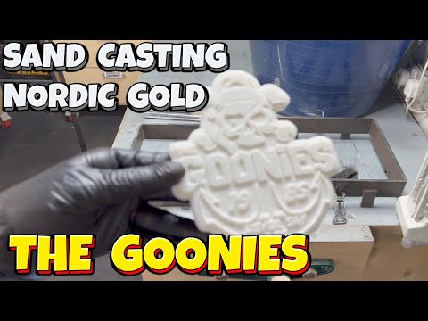 Turning 3D Print into Nordic Gold - Sand Casting a Goonies Plaque - Molten Metal - Let's Cook!
