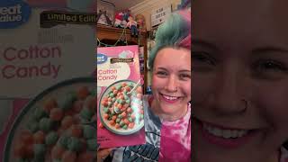 Ep.5 Reviewing food that resembles my hair! 💙💗 (Cotton Candy Cereal)