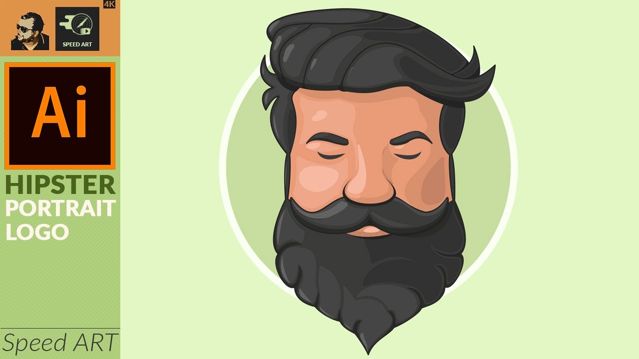 Vector Portrait in Adobe Illustrator | Hipster | Speed Art