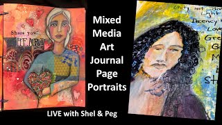 Mixed Media Art Journal Pages with Portraits