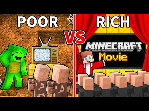 JJ and Mikey: POOR vs RICH Cinema Battle in Minecraft - Maizen