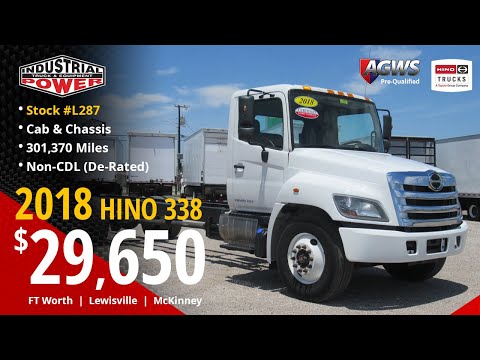 2018 Hino 338 (Factory De-Rated) | Cab & Chassis - Mount Your Own Body - Stock #L287