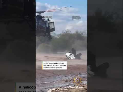 Trapped motorist rescued by helicopter