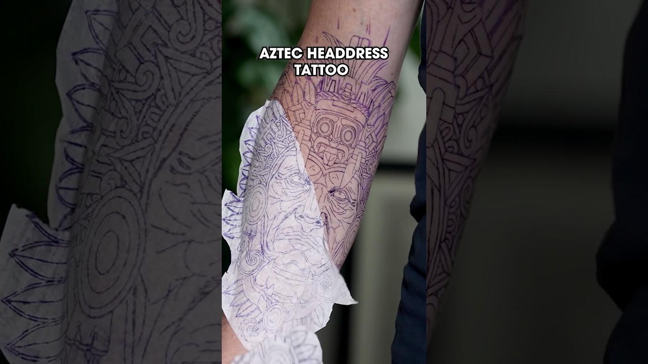 Aztec Headdress Tattoo - Time Lapse ⏳ #timelapse #tattoo #shorts