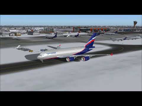 AEROFLOT RUSSIAN AIRLINES AIRBUS A380 800 TAKE OFF FROM SHEREMETYEVO AIRPORT MOSCOW FS9 HD