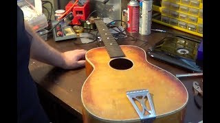 Video thumbnail for 1960's Silvertone 605 Acoustic Guitar Repair and Demo by Dave Tries To Fix Stuff
