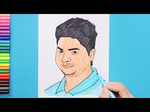 How to draw Kuldeep Yadav [Indian cricket player]