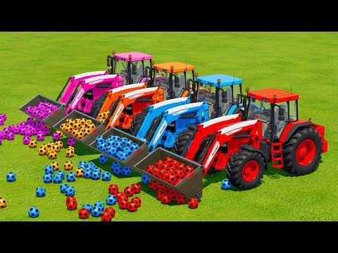 LOAD AND TRANSPORT SOCCER BALLS WITH JOHN DERRE TRACTORS -   Farming Simulator 22