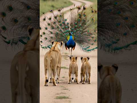 Peafowl bird sound 🦚 Peacock’s Feather Display Leaves Lion Cubs Speechless 😳 Amazing Peacock Dance!