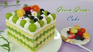 [Eng Sub] 청포도 생크림 케이크 만들기 / 과일케이크 / How to make a soft moist vanilla sponge Green grape cake