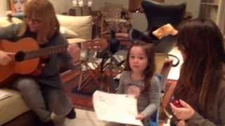 My Danish family is singing Swedish song 'Pippi Longstocking' - kids less concentrated...