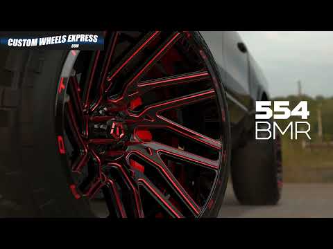 TIS Wheels 554BMR Gloss Black Red Milled Custom Truck Wheel Spin