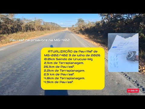 NOTE: NEW paving/asphalt updates for MG-202 and 402 between the municipalities of Urucuia and Pin...