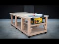 DIY Table Saw Workbench For DeWalt DWE7491 Mobile Outfeed Assembly Table