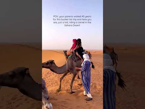 POV: you are a kid riding camels in the Sahara Desert 🐪 #travel #familytravel