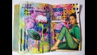 mark making art journal spread
