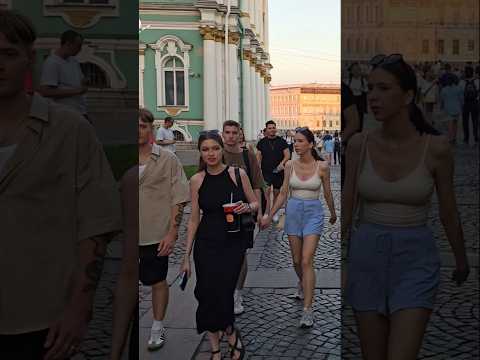 City walking, travel walk, street walk, city tour,  St. Petersburg, beautiful Russian girls