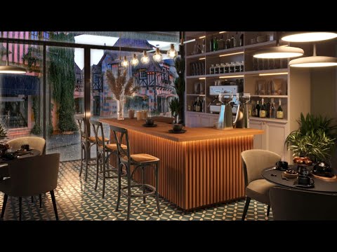 Rainy Night Cafe with Relaxing and Smooth Jazz Music & Rain Sounds